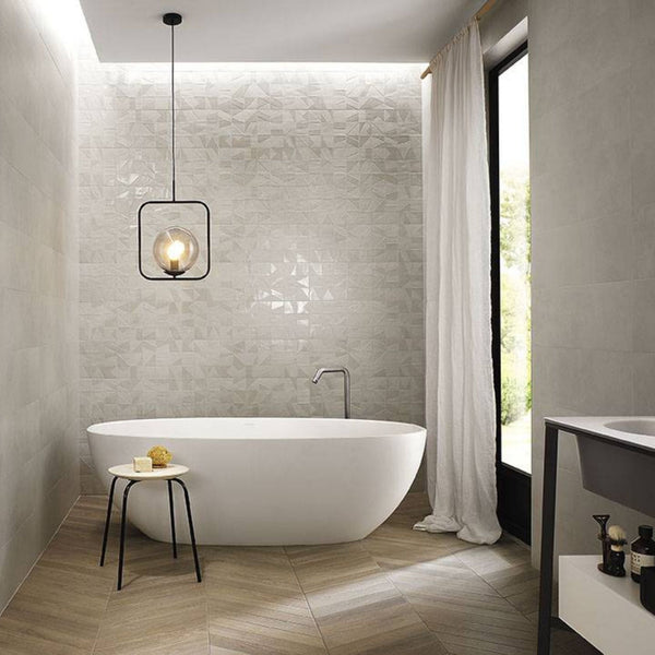 # MAT&MORE - FAP CERAMICHE lavorazioni lucide su fondi matt creano effetti geometrici in rilievo