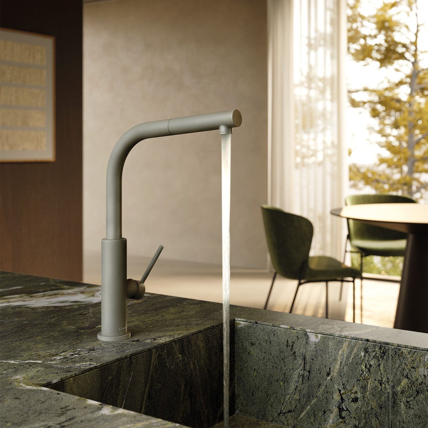 Miscelatore Cucina Newform Konbu Design Moderno Finiture Soft Maple Eucalypt e Cortex Alta Qualità