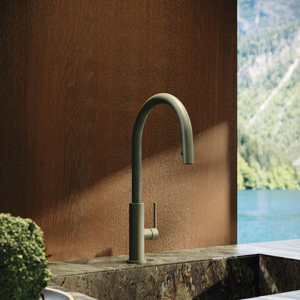 Miscelatore Cucina Newform Konbu Design Moderno Finiture Soft Maple Eucalypt e Cortex Alta Qualità