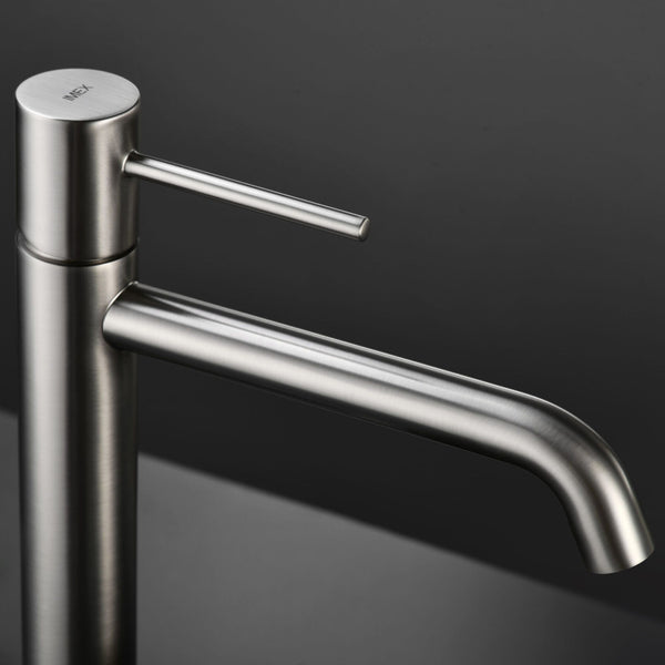 # MISCELATORE LAVABO ALTO MONZA - IMEX rubinetto in ottone nichel spazzolato
