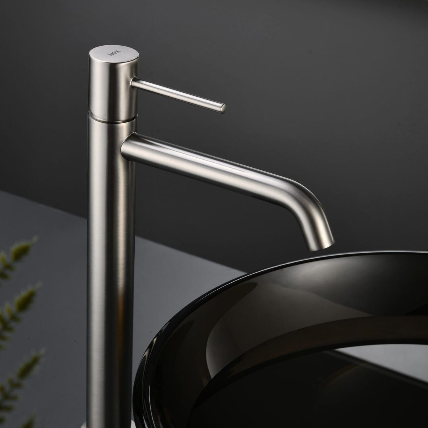 # MISCELATORE LAVABO ALTO MONZA - IMEX rubinetto in ottone nichel spazzolato