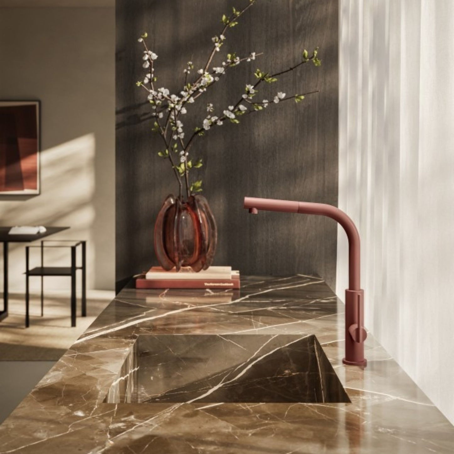 Miscelatore Cucina Newform Konbu Design Moderno Finiture Soft Maple Eucalypt e Cortex Alta Qualità
