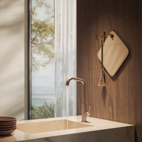 Miscelatore Cucina Newform Konbu Design Moderno Finiture Soft Maple Eucalypt e Cortex Alta Qualità