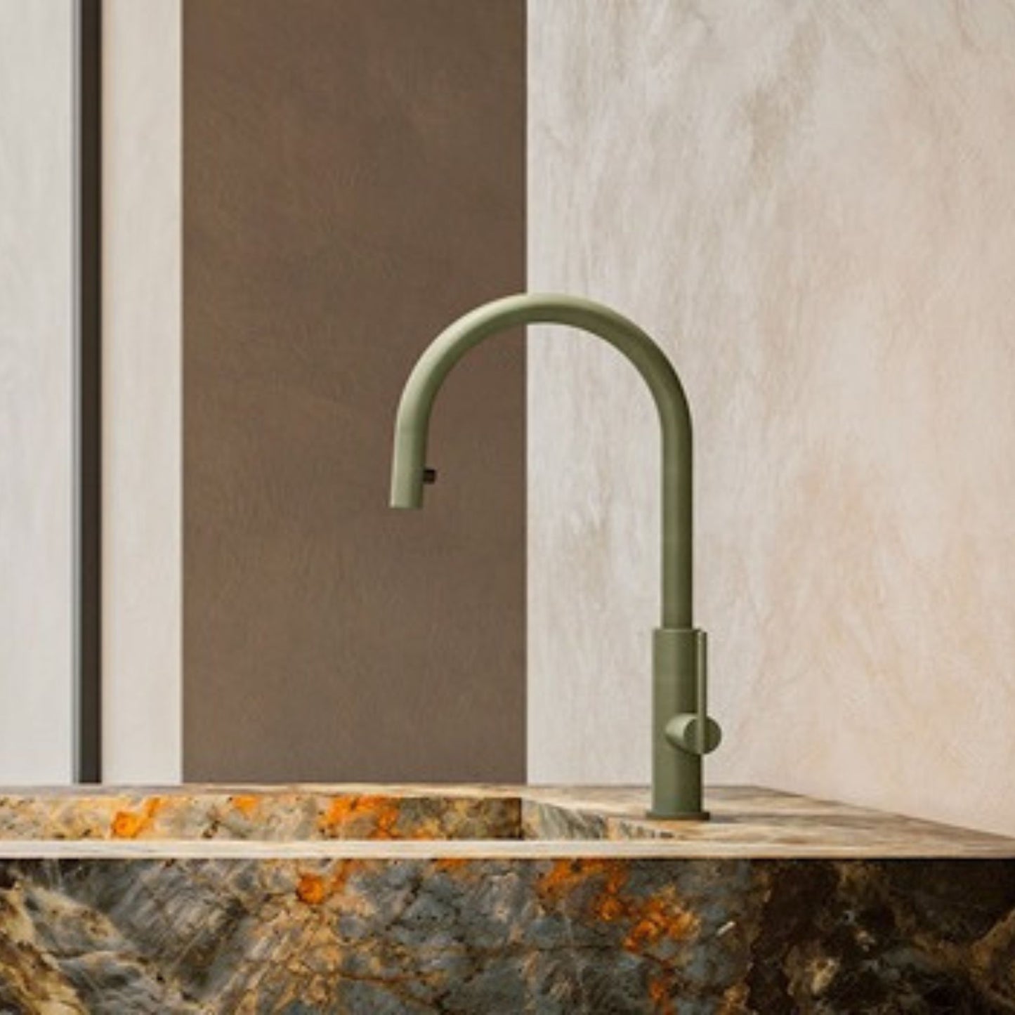 Miscelatore Cucina Newform Konbu Design Moderno Finiture Soft Maple Eucalypt e Cortex Alta Qualità