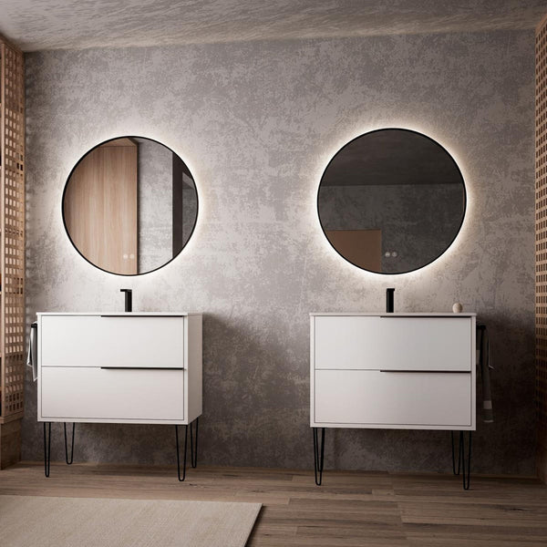 # MOBILE SOSPESO F4 LIKE LACCATO BIANCO OPACO 60Cm - NOFER mobile bagno con 2 cassetti