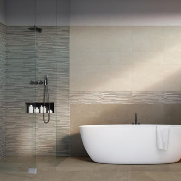 MOOD SAVOIA ITALIA rivestimenti in bicottura in pasta bianca effetto contemporaneo materico per bagno e living