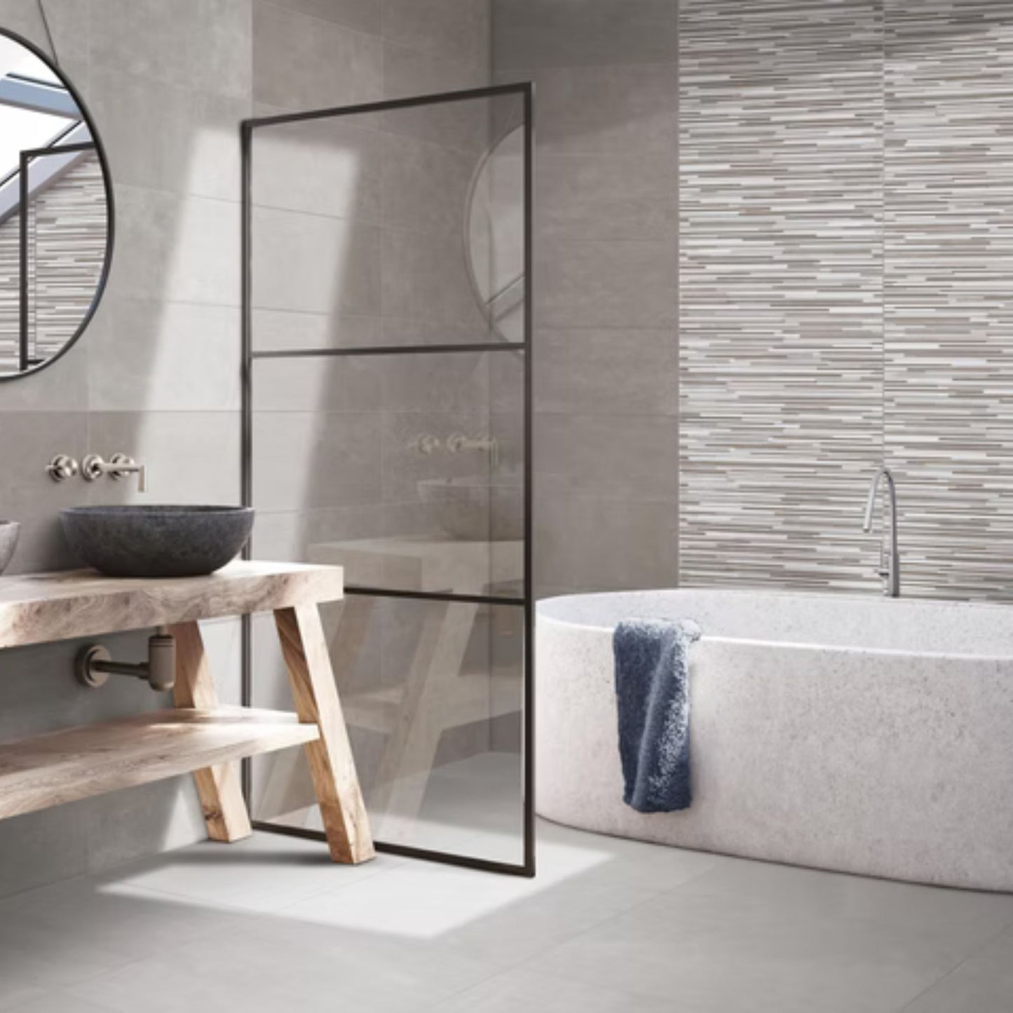 MOOD SAVOIA ITALIA rivestimenti in bicottura in pasta bianca effetto contemporaneo materico per bagno e living