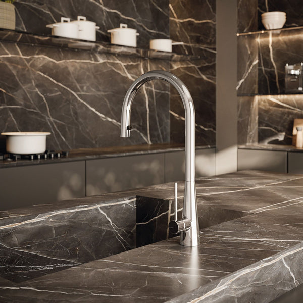 Newform Ycon  Miscelatore Lavello Cucina con Bocca Tonda Girevole e Doccia Estraibile Monogetto