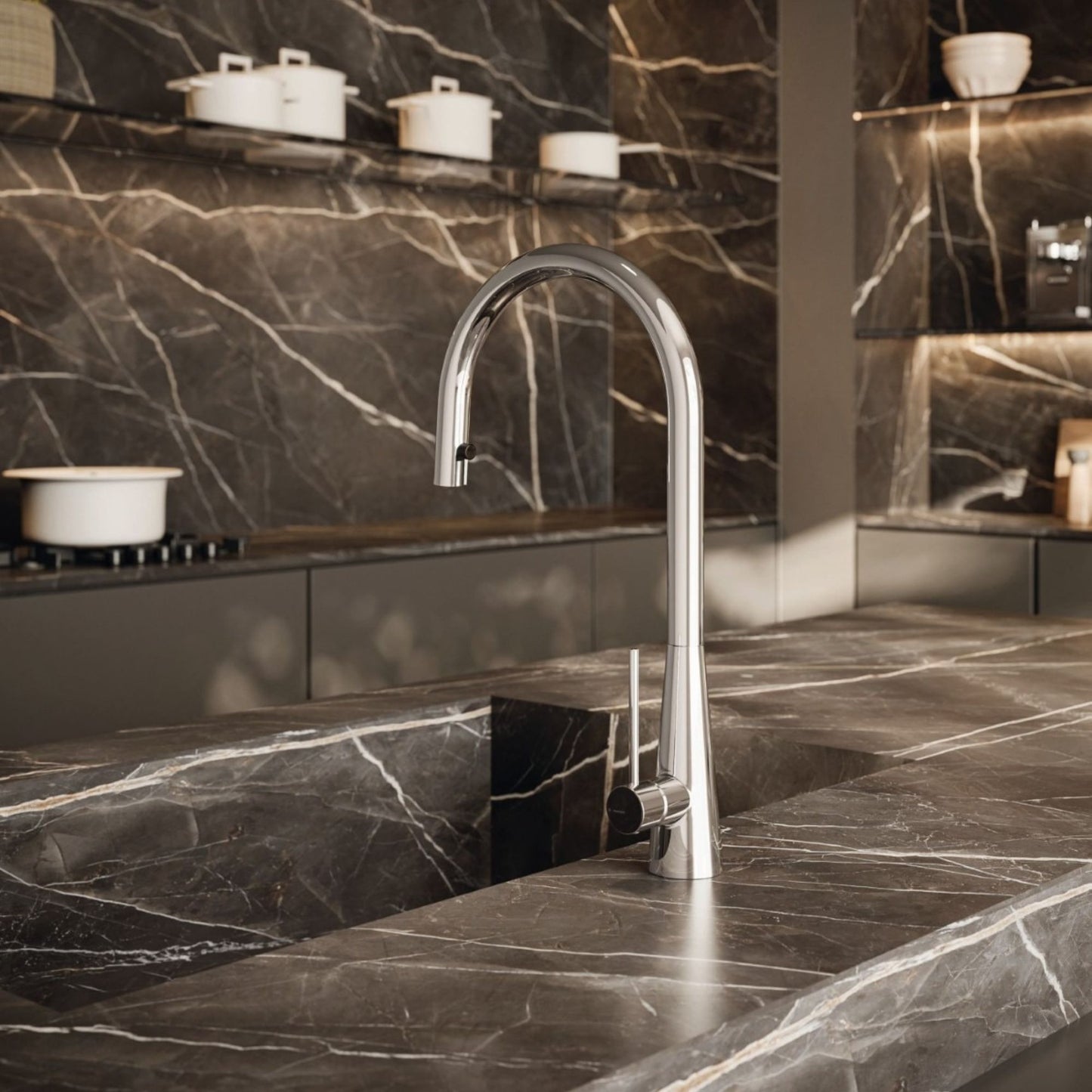 Newform Ycon  Miscelatore Lavello Cucina con Bocca Tonda Girevole e Doccia Estraibile Monogetto