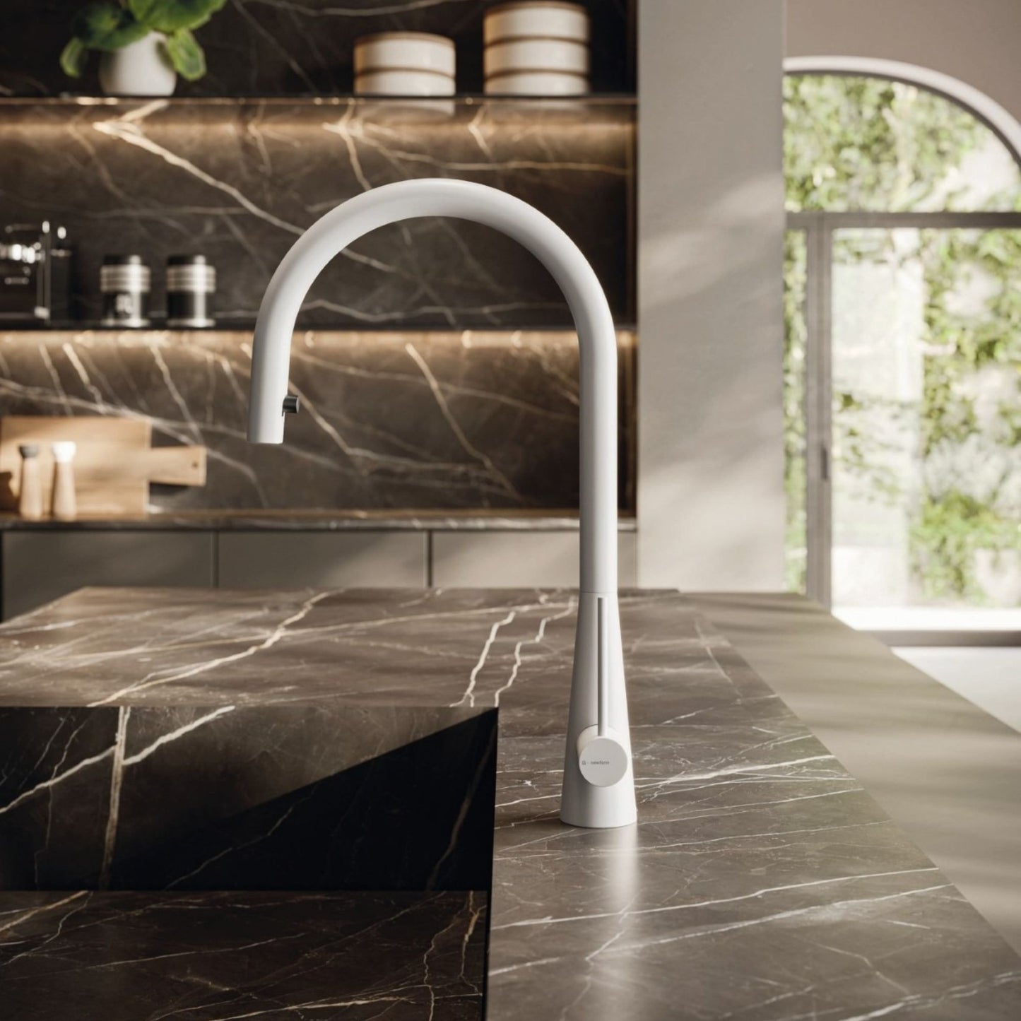 Newform Ycon  Miscelatore Lavello Cucina con Bocca Tonda Girevole e Doccia Estraibile Monogetto