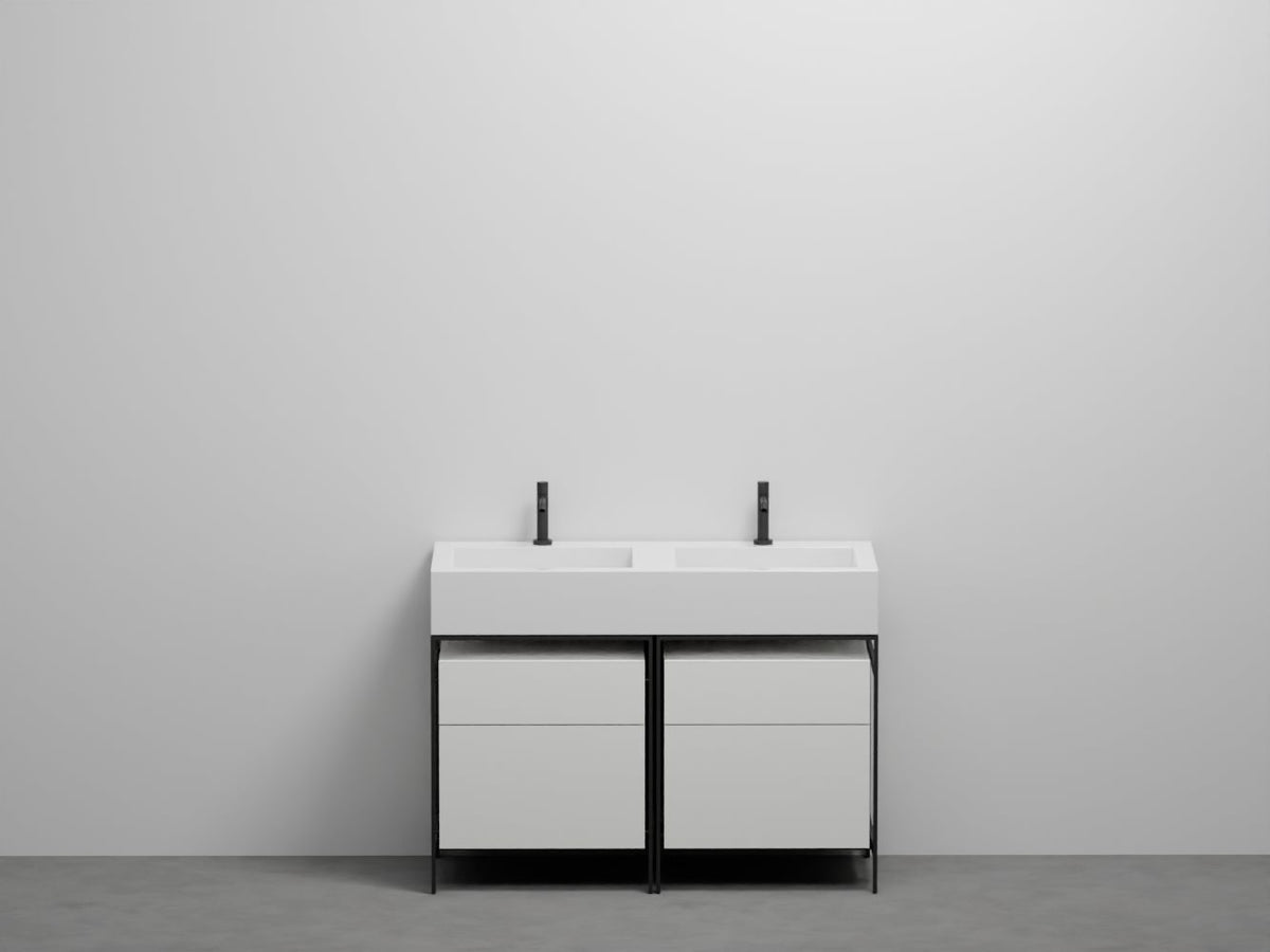 # LAVABO DOPPIO CON DUE CASSETTI NARCISO - CIELO lavandino per bagno padronale in ceramica
