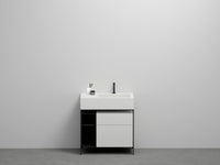 # LAVABO MINI BACINO DESTRO con CASSETTIERA E BOX PORTAOGGETTI NARCISO - CIELO lavandino bagno