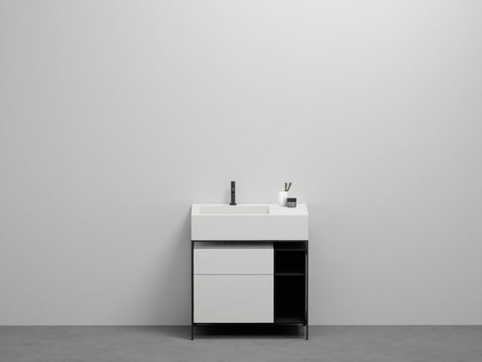 # LAVABO MINI BACINO SINISTRO con CASSETTIERA E BOX PORTAOGGETTI NARCISO - CIELO lavandino per bagno