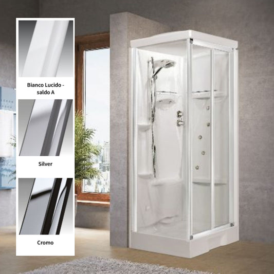 # CABINA DOCCIA MULTIFUNZIONE NEW HOLIDAY 2P120X80 - NOVELLINI apertura 1 anta scorrevole e 1 fissa con 1 pannello fisso laterale