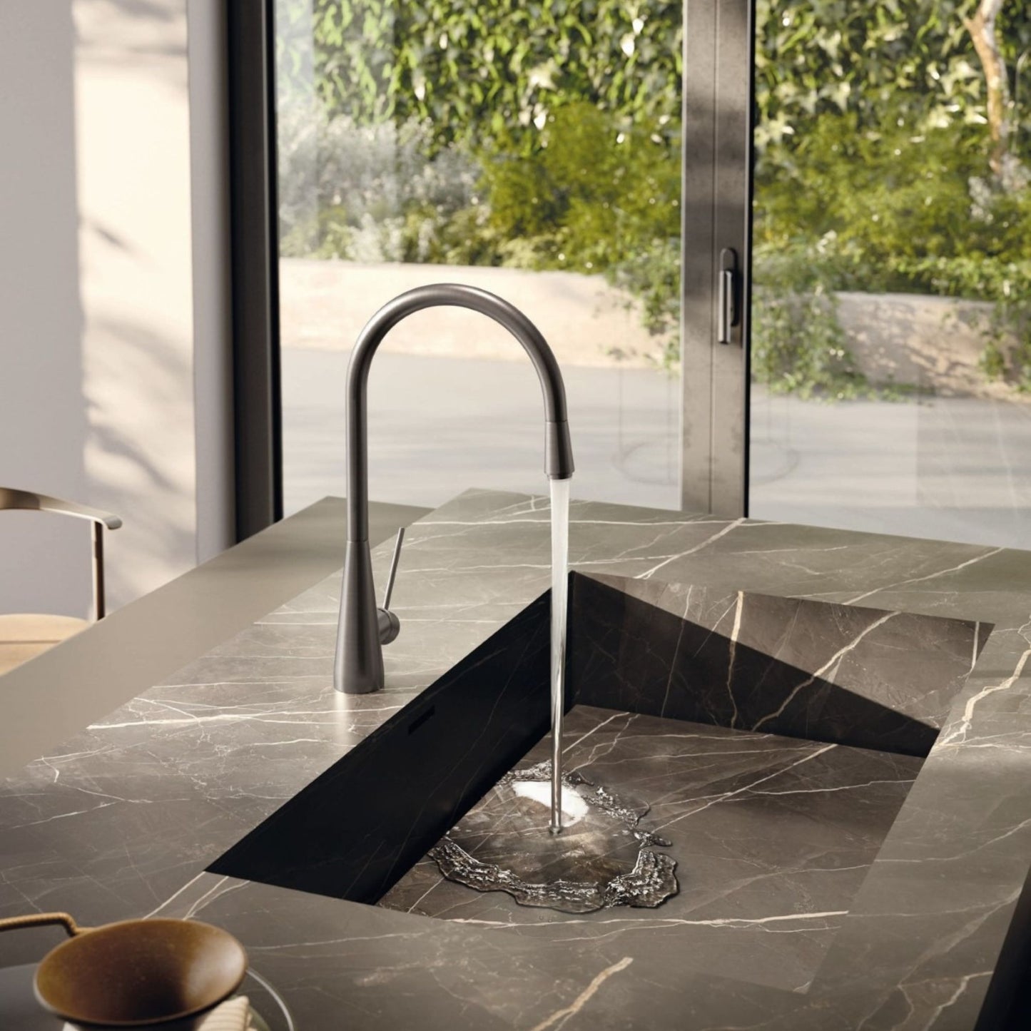 Newform Ycon  Miscelatore Lavello Cucina con Bocca Tonda Girevole e Doccia Estraibile Monogetto