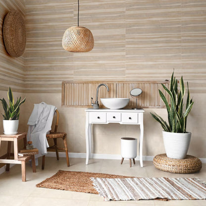 OASI RIVESTIMENTO SAVOIA ITALIA rivestimenti in bicottura in pasta bianca formato 33,3×100 cm effetto pietra naturale per interni bagno e living