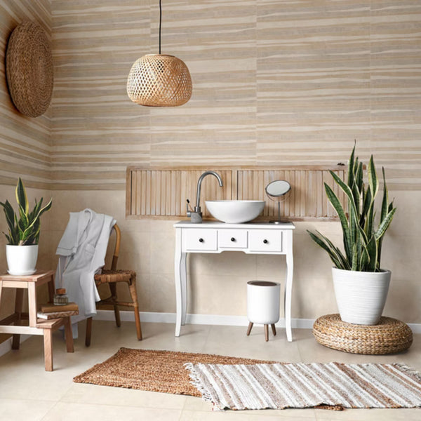 OASI RIVESTIMENTO SAVOIA ITALIA rivestimenti in bicottura in pasta bianca formato 33,3×100 cm effetto pietra naturale per interni bagno e living