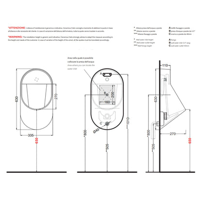 # ORINATOIO SOSPESO ERA - CIELO in ceramica con scarico rimless 2.0 e design moderno