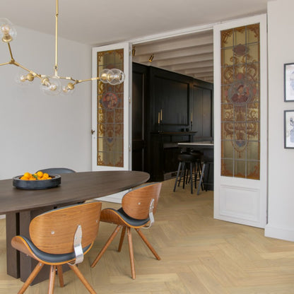Pavimento in PARQUET DISEGNO ROVERE CHANTILLY EXTRA OPACO QUICK-STEP motivo a spina di pesce naturale e raffinato adatto a qualsiasi ambiente residenziale