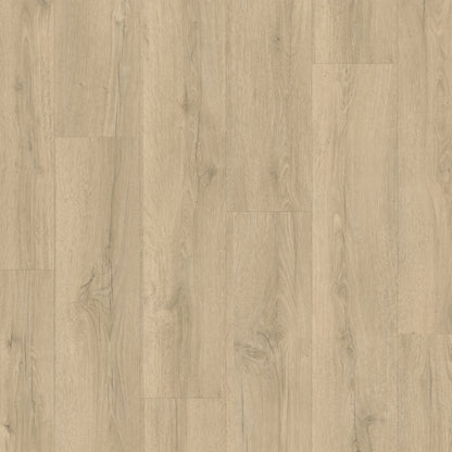 Pavimento in Laminato CLASSIC ROVERE SABBIA GREIGE QUICK-STEP impermeabile al 100% con sistema Uniclic, classe 32 e compatibilità con riscaldamento a pavimento