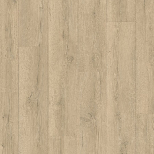 Pavimento in Laminato CLASSIC ROVERE SABBIA GREIGE QUICK-STEP impermeabile al 100% con sistema Uniclic, classe 32 e compatibilità con riscaldamento a pavimento