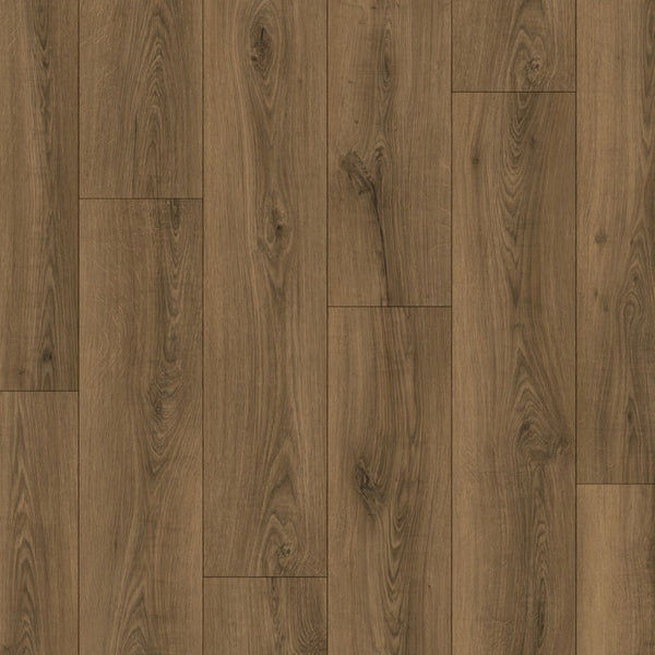 Pavimento in Laminato CLASSIC ROVERE CALDO QUICK-STEP impermeabile con bisellatura a stampa e sistema Uniclic compatibile con riscaldamento a pavimento