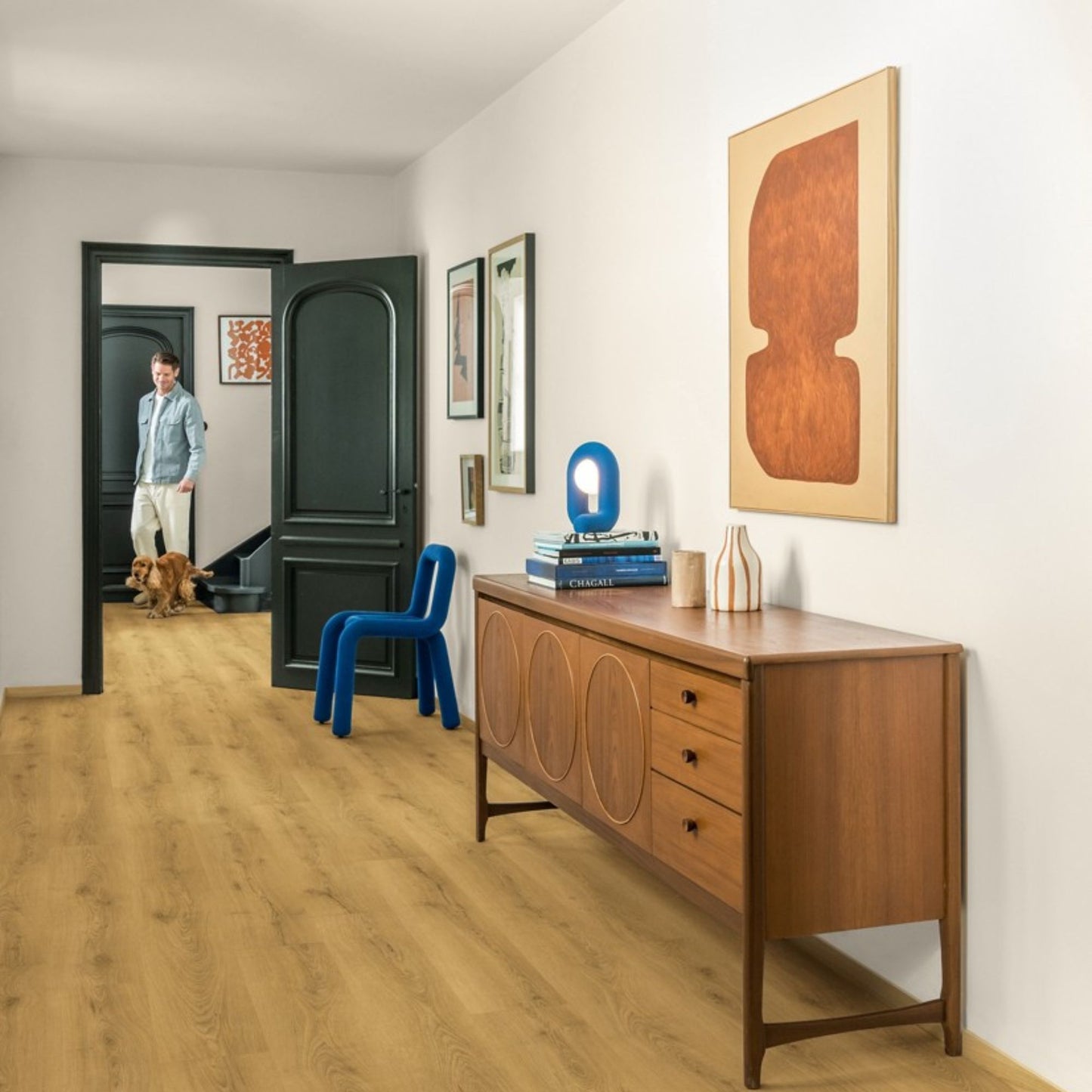 Pavimento in Laminato CLASSIC ROVERE CLASSICO CHIARO QUICK-STEP 100% impermeabile, bisellatura a stampa, sistema Uniclic