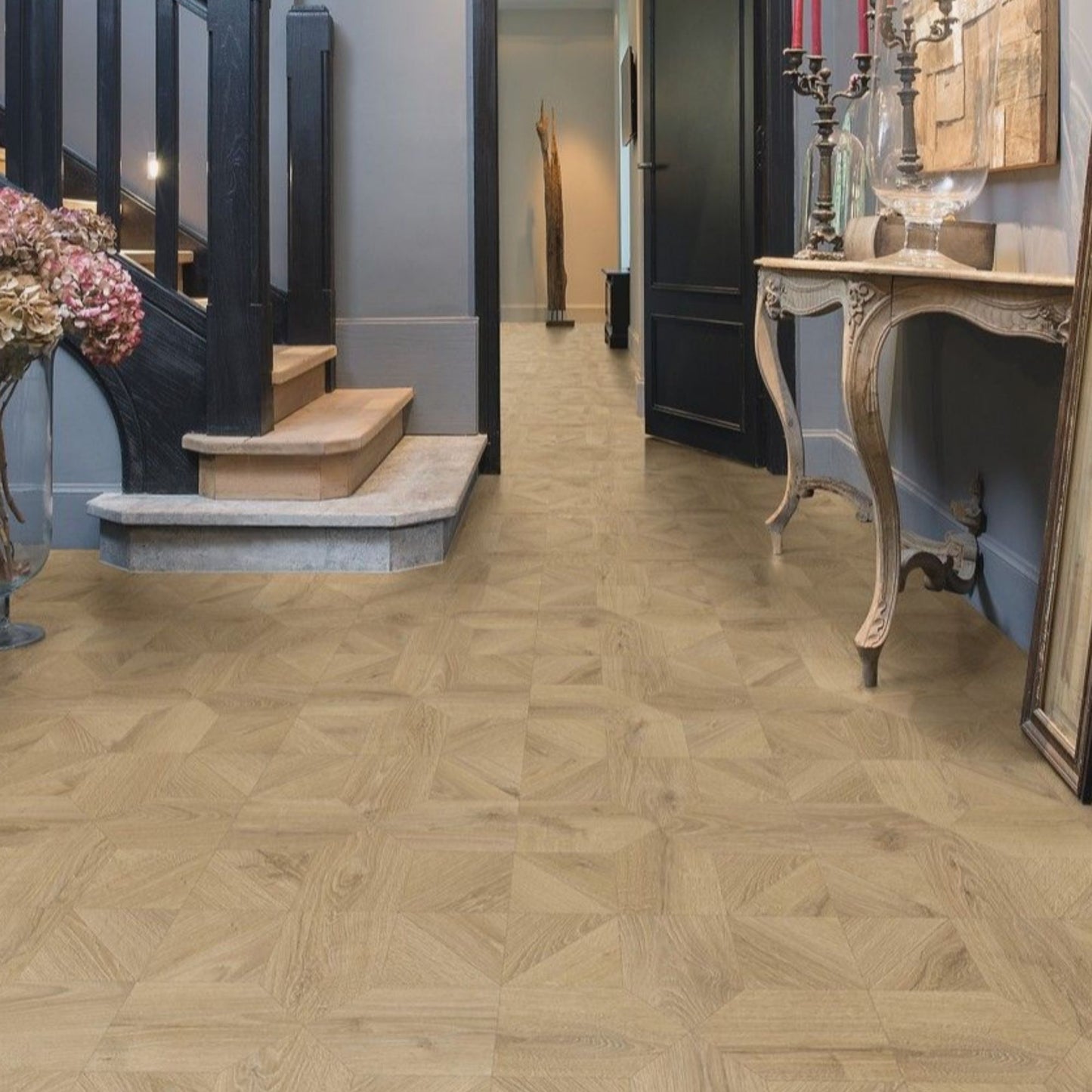 Pavimento in Laminato IMPRESSIVE PATTERNS ROVERE REALE NATURALE QUICK-STEP on posa geometrica, bisellatura naturale, impermeabilità totale