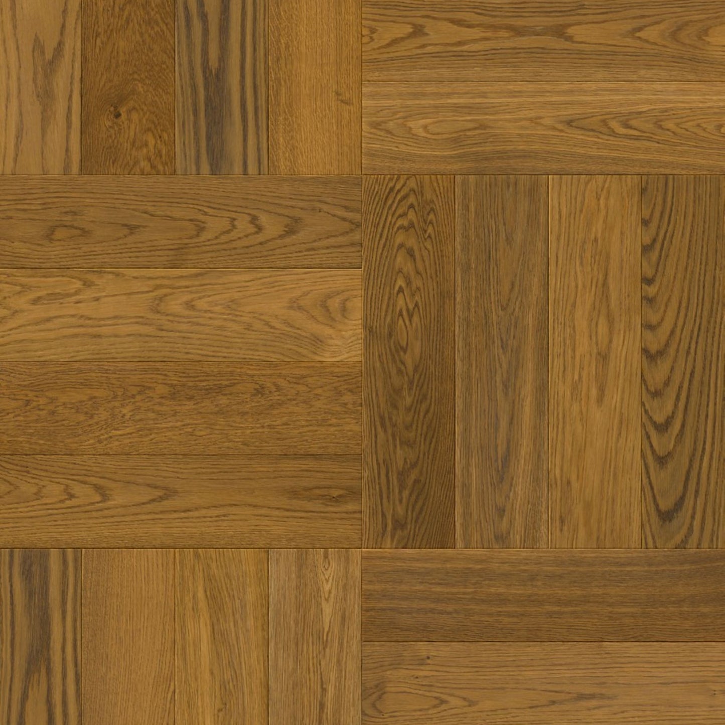 Pavimento in PARQUET DISEGNO ROVERE GREZZO CANNELLA EXTRA OPACO QUICK-STEP motivo a spina di pesce dona profondità e calore agli ambienti residenziali