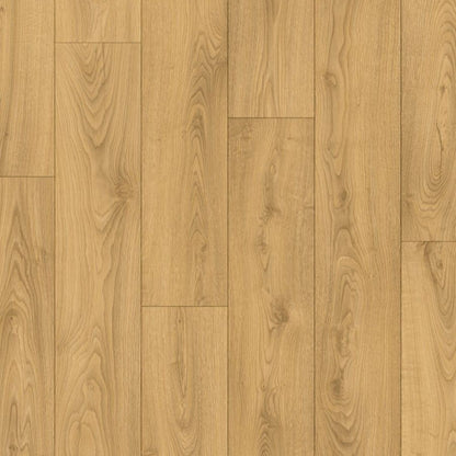 Pavimento in Laminato CLASSIC ROVERE SABBIA QUICK-STEP impermeabile classe 32 con sistema Uniclic, compatibile con riscaldamento a pavimento