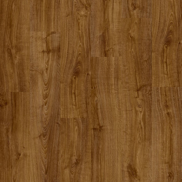 Pavimento in PVC BLOOM ROVERE D'AUTUNNO MARRONE QUICK-STEP a doga media tonalità marrone che richiama ambienti caldi e accoglienti