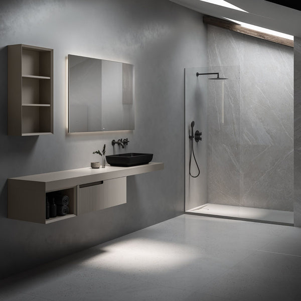# PIATTO DOCCIA KOU dal design innovativo - FIORA BATH griglia coordinata e sistema scarico integrato resistente