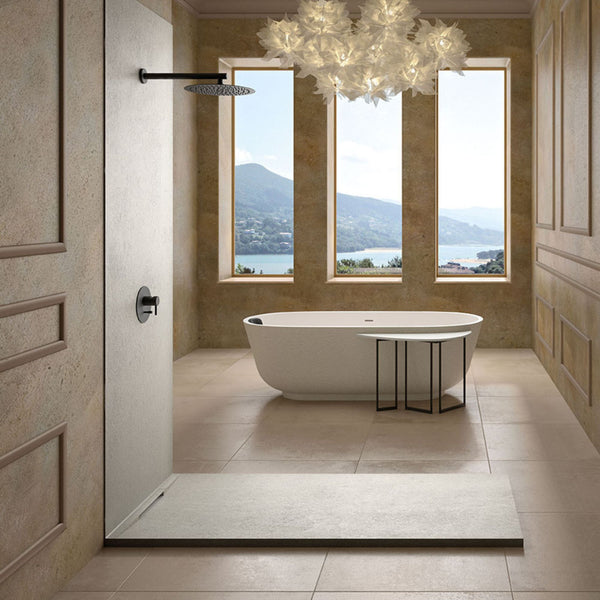 # PIATTO DOCCIA LIMITE lineare con piletta nascosta - FIORA BATH design innovativo griglia abbinata