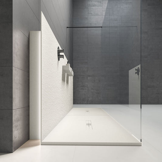# PIATTO DOCCIA PRIVILEGE con griglia inox centrale - FIORA BATH lineare e moderno effetto pizarra