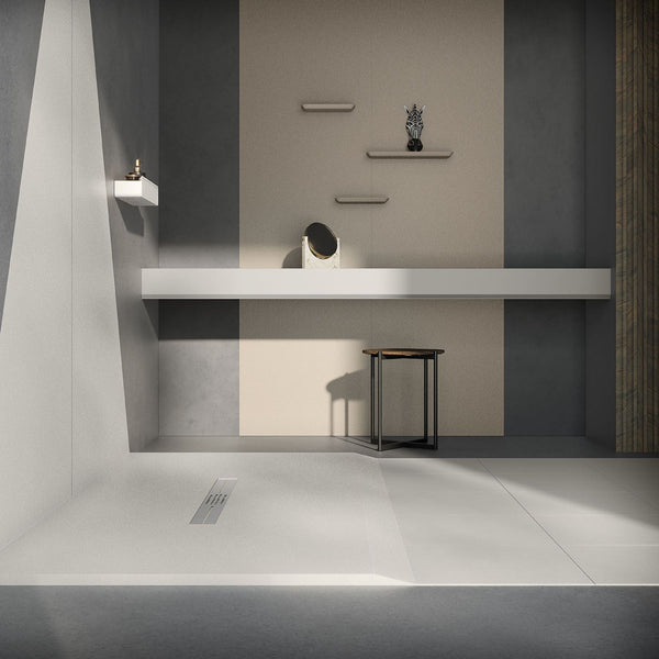 # PIATTO DOCCIA PRIVILEGE con griglia inox centrale - FIORA BATH lineare e moderno effetto pizarra