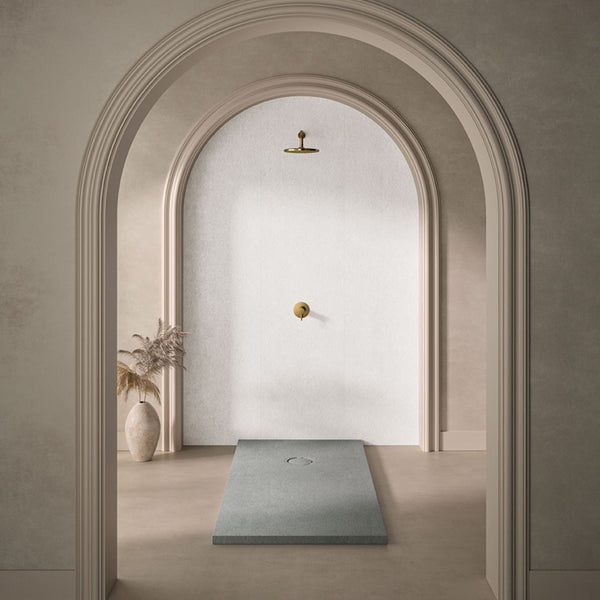 # PIATTO DOCCIA SELENE in finitura ardesia - FIORA BATH moderno con griglia circolare in rilievo