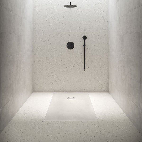 # PIATTO DOCCIA SELENE in finitura ardesia - FIORA BATH moderno con griglia circolare in rilievo