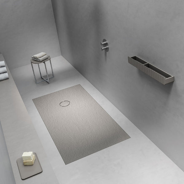 # PIATTO DOCCIA SELENE in finitura ardesia - FIORA BATH moderno con griglia circolare in rilievo
