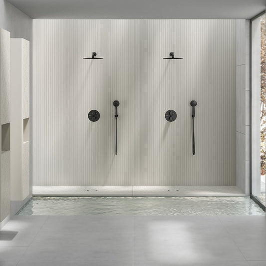# PIATTO DOCCIA SELENE in finitura ardesia - FIORA BATH moderno con griglia circolare in rilievo
