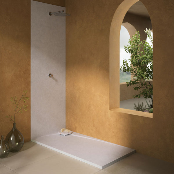 # PIATTO DOCCIA WAVE by Yonoh&Fiora - FIORA BATH con elegante inserto in marmo naturale