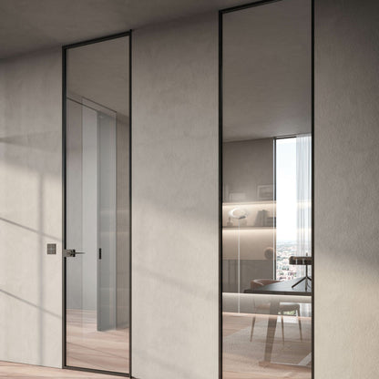 # PORTA LUNA - RES ITALIA Sistema con telaio ridotto in alluminio e ampia gamma di vetri personalizzabili