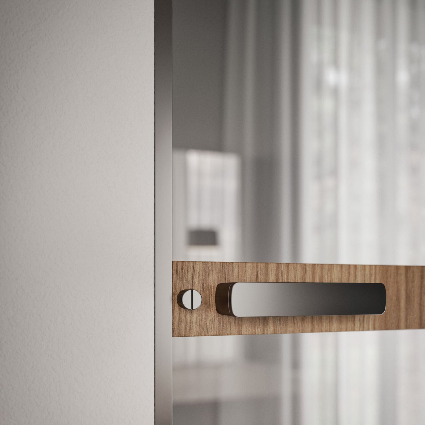 # PORTA SELENE - RES ITALIA con cornice sottile e minimale studiata per esaltare la leggerezza e la purezza del vetro