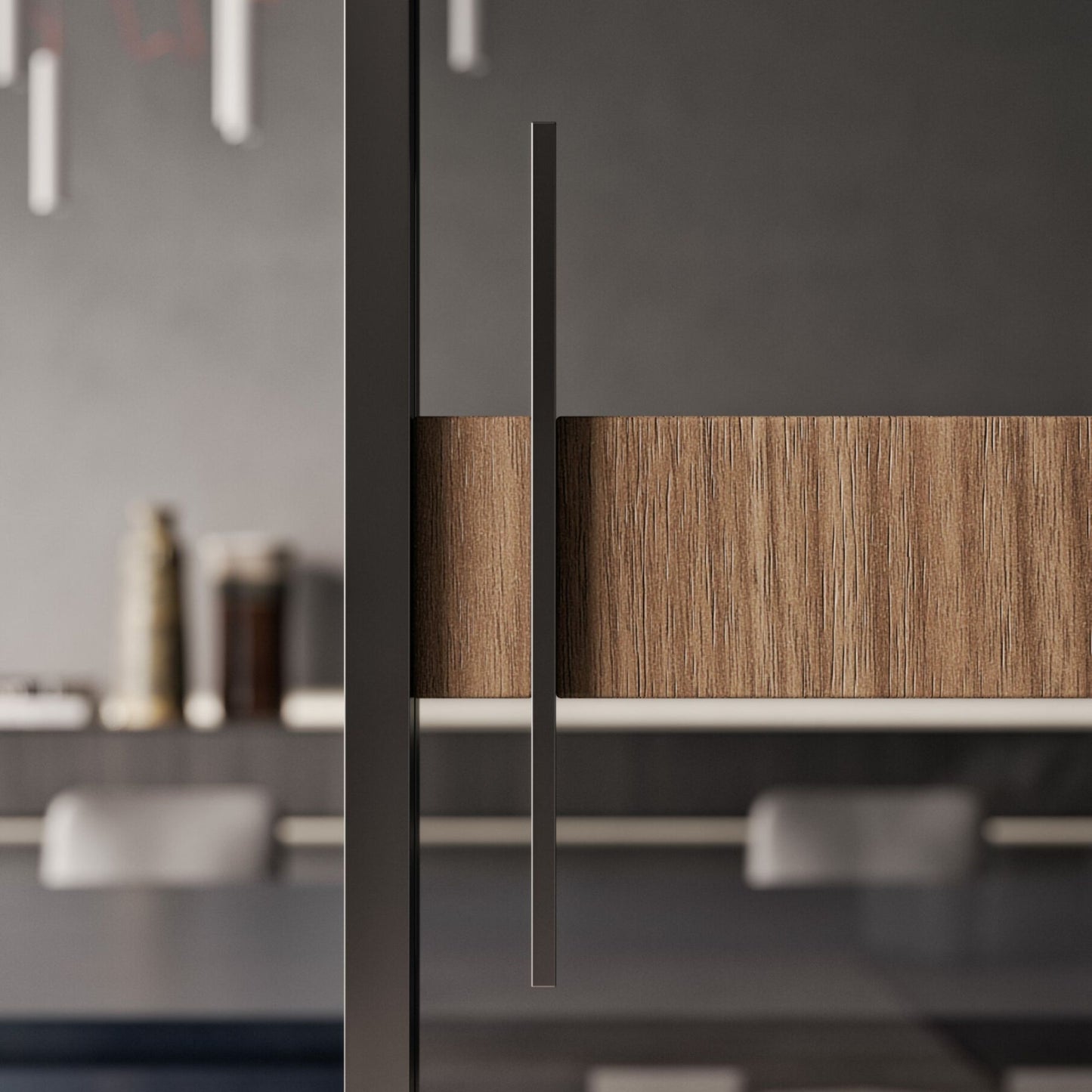 # PORTA SELENE - RES ITALIA con cornice sottile e minimale studiata per esaltare la leggerezza e la purezza del vetro