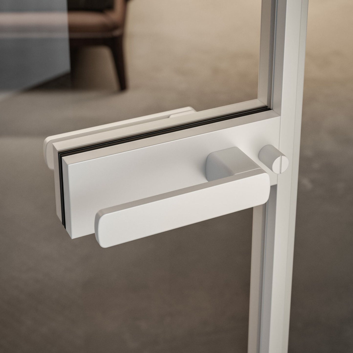 # PORTA SELENE - RES ITALIA con cornice sottile e minimale studiata per esaltare la leggerezza e la purezza del vetro