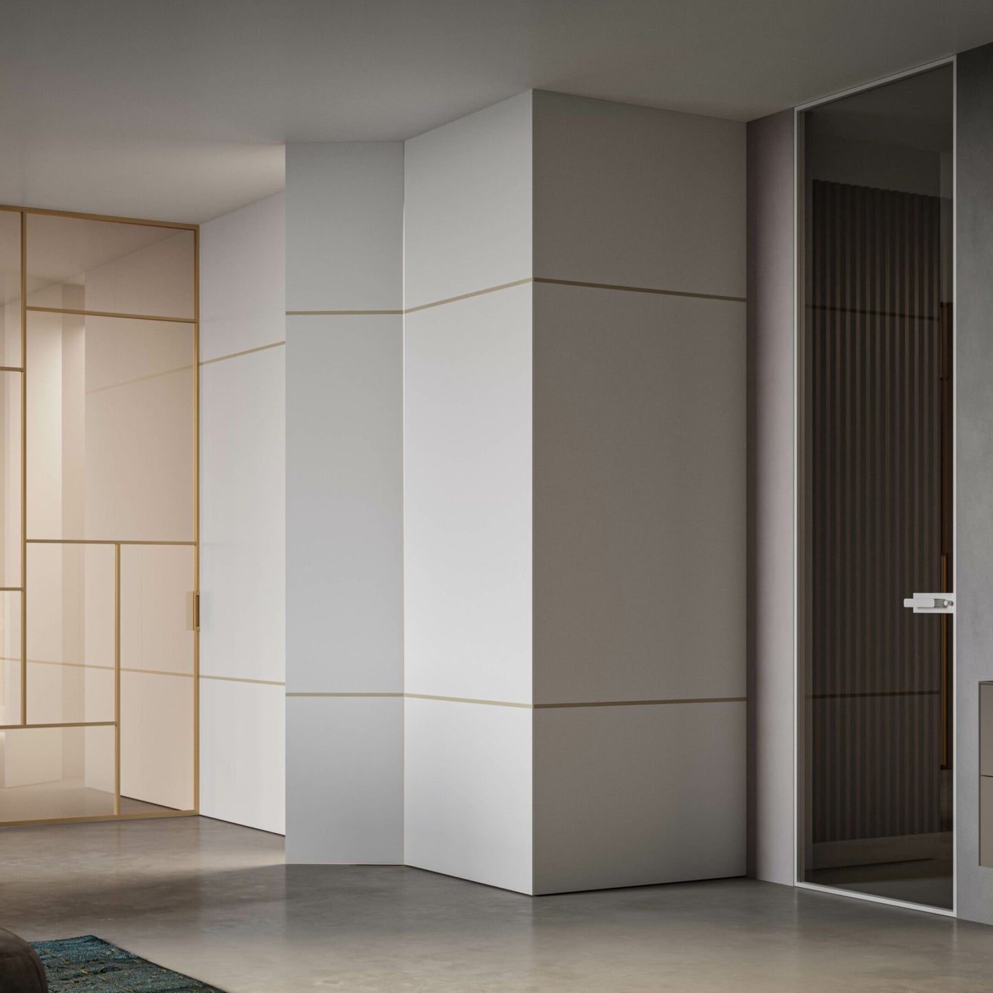 # PORTA SELENE - RES ITALIA con cornice sottile e minimale studiata per esaltare la leggerezza e la purezza del vetro