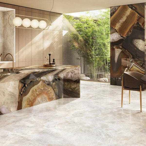 # TELE DI MARMO PRECIOUS - EMILCERAMICA maestose grandi lastre 1mpreziosite dalla finitura lucida