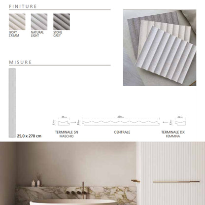 Pannello Lamellare Idrorepellente GRESSO Linea IDRO WALLL. Effetto Ceramica per Rivestimento Pareti