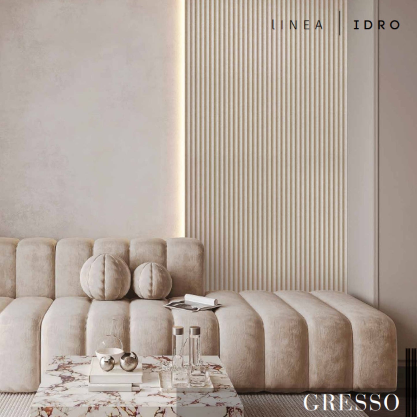 Pannello Lamellare Idrorepellente GRESSO Linea IDRO WALLL. Effetto Ceramica per Rivestimento Pareti