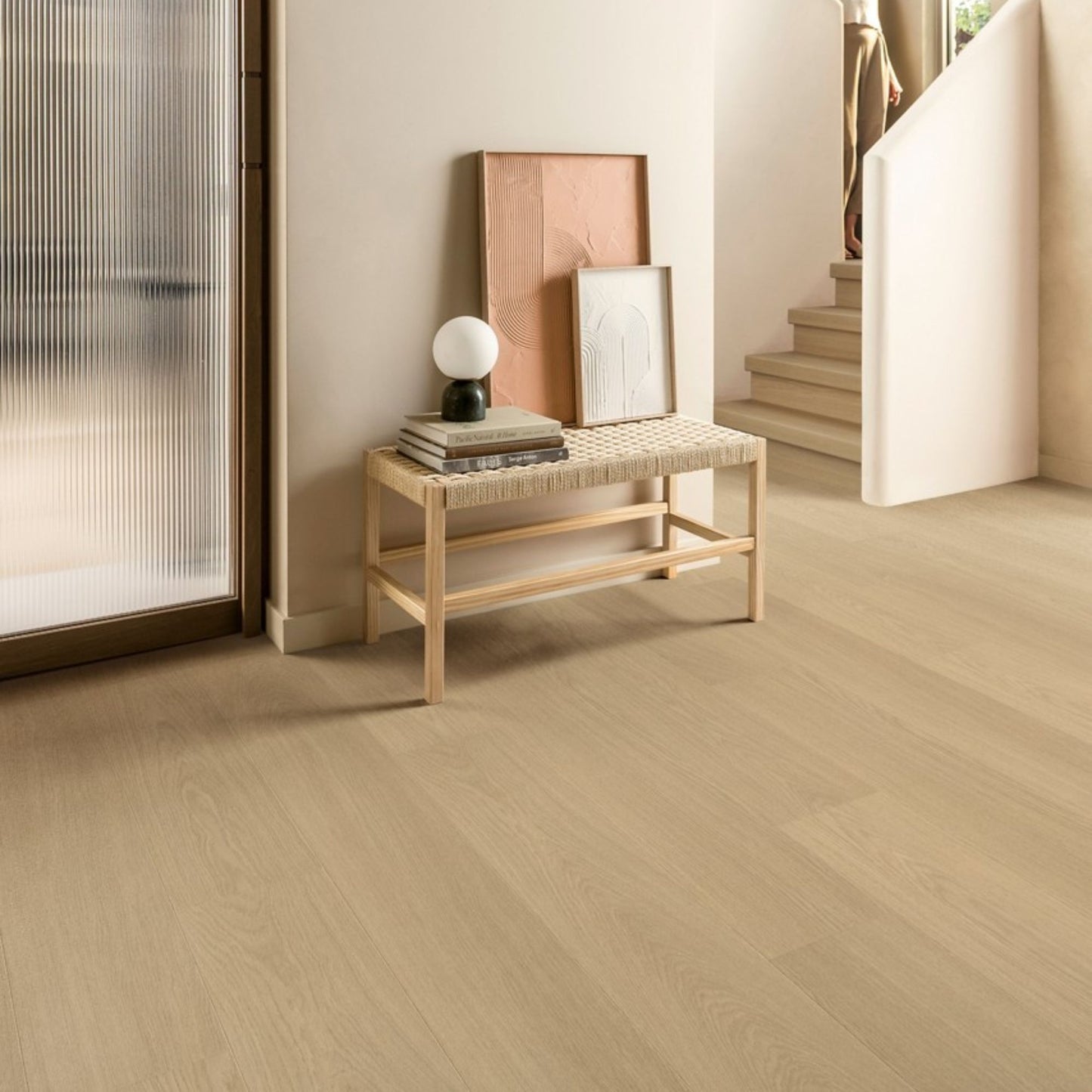 Pavimento in Laminato CAPTURE ROVERE VERNICIATO BEIGE QUICK-STEP impermeabili al 100% con tecnologia Hydroseal, posa Uniclic e garanzia a vita