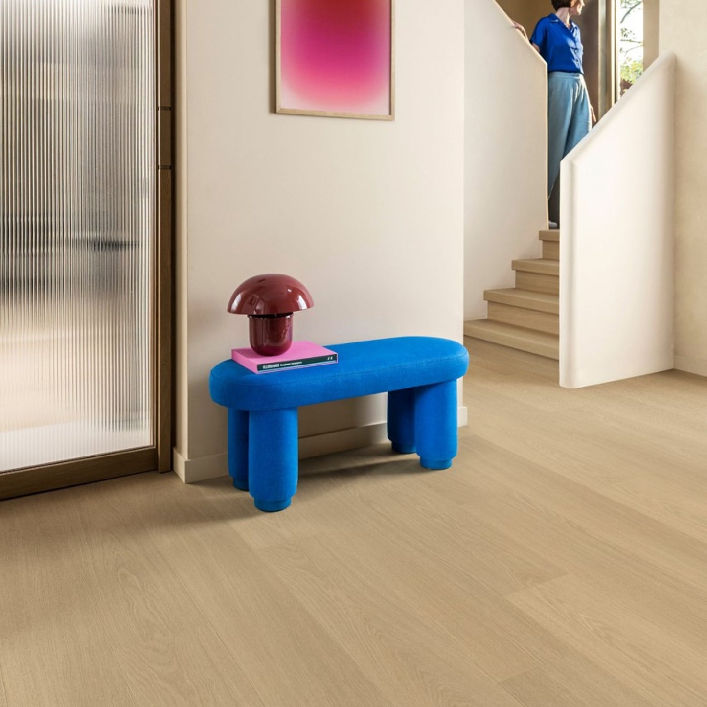 Pavimento in Laminato CAPTURE ROVERE VERNICIATO BEIGE QUICK-STEP impermeabili al 100% con tecnologia Hydroseal, posa Uniclic e garanzia a vita